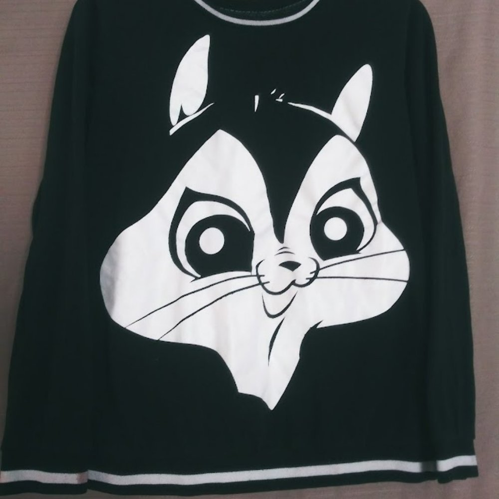 warner bros Penelope Pussycat black and white long sleeve sweater
